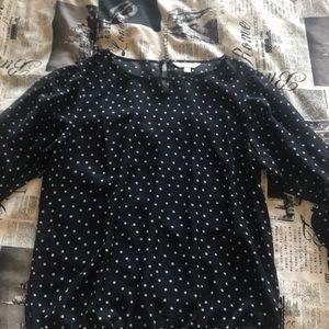 Navy blue polka dot blouse